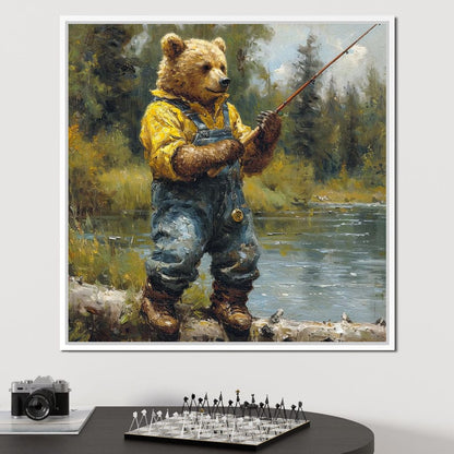 Bear Fishing Canvas Wall Art