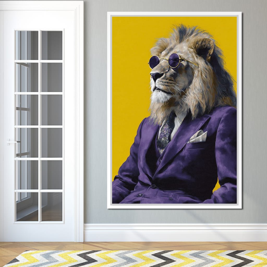 Regal Lion Boss Violet Suit Canvas Wall Art
