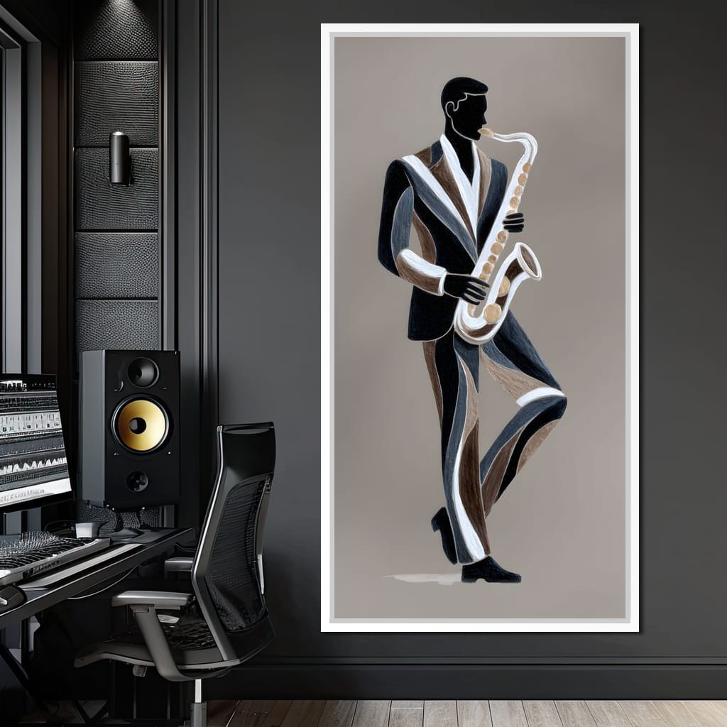 Midnight Jazz Sax Player Elegance Canvas Wall Art