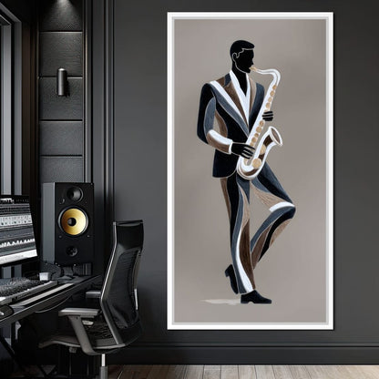 Midnight Jazz Sax Player Elegance Canvas Wall Art