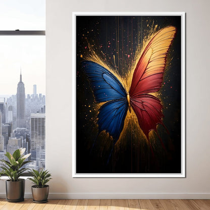 Red & Blue Butterfly Canvas Wall Art