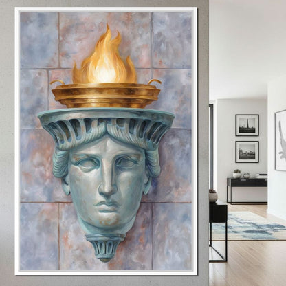 Liberty Torch Flame Portrait Canvas Wall Art