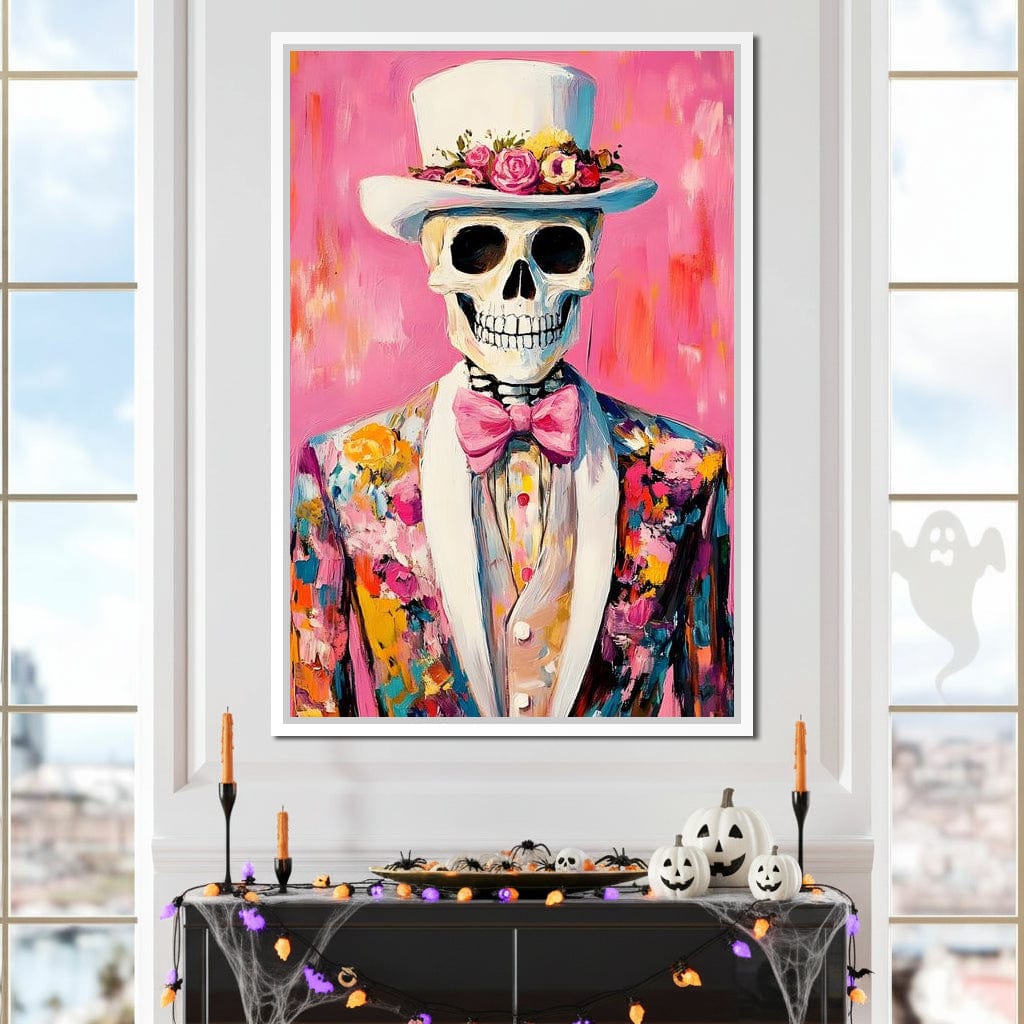 Dapper Skeleton Floral Jubilee Canvas Wall Art
