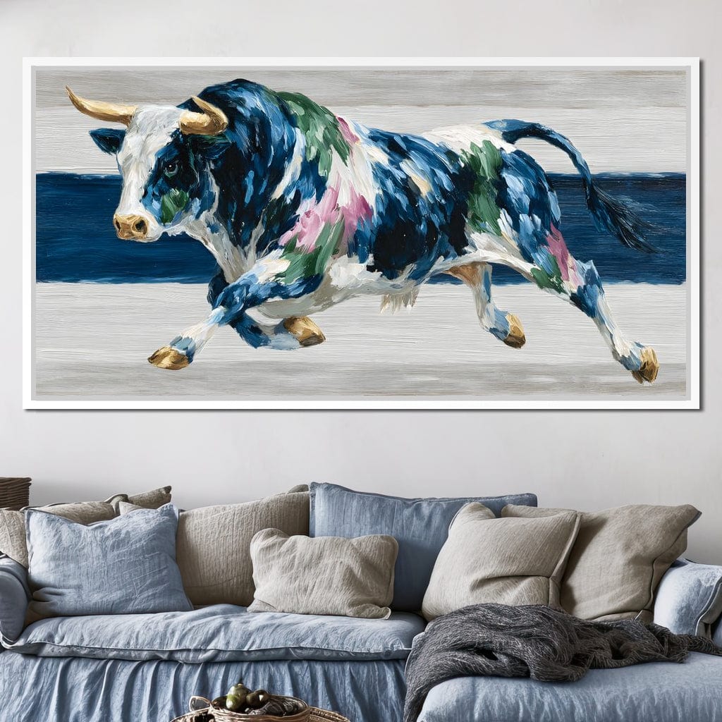 Charging Bull Color Fusion Canvas Wall Art