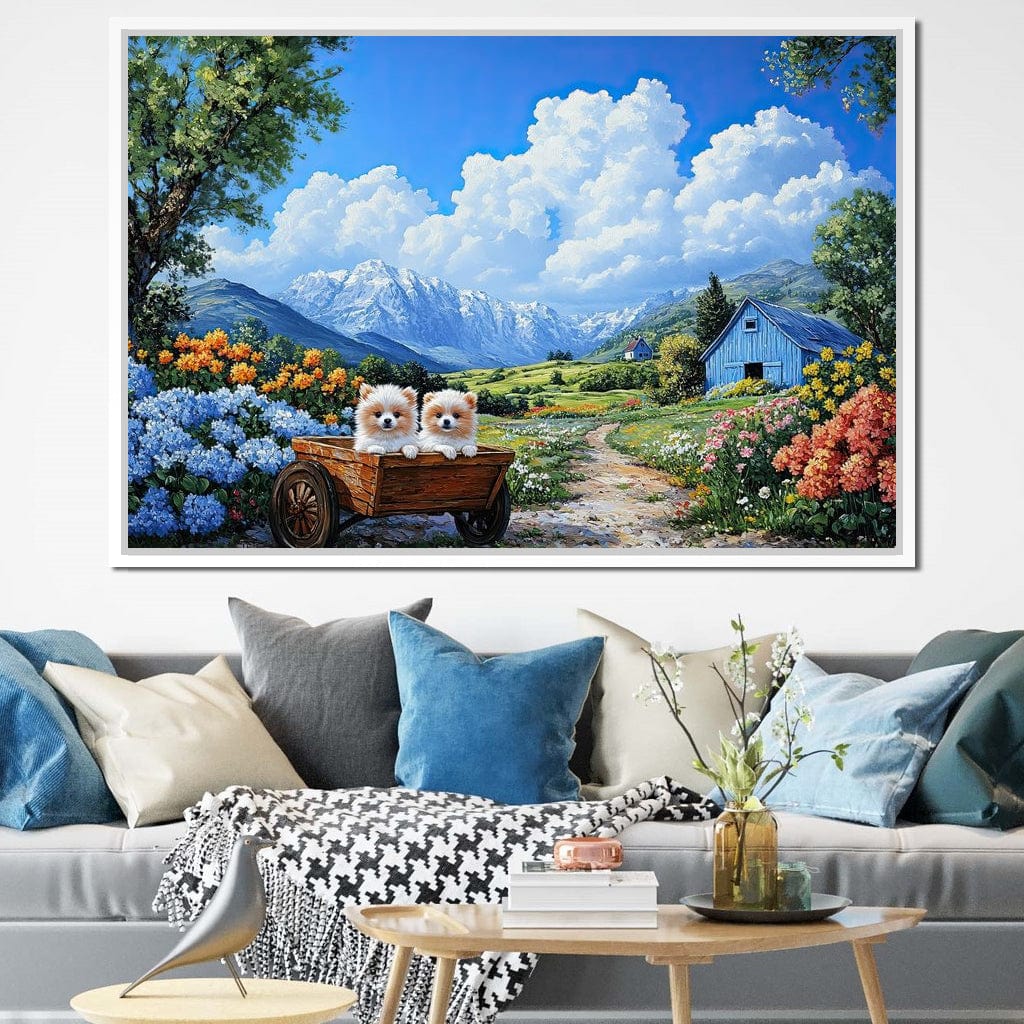 Pomeranian Wagon Canvas Wall Art
