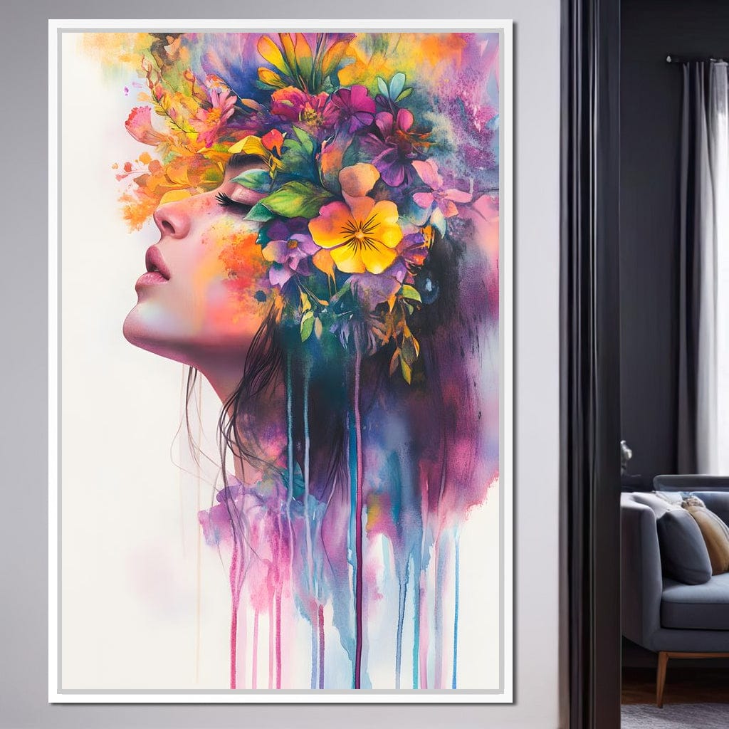 Floral Dreams Embrace Essence Canvas Wall Art