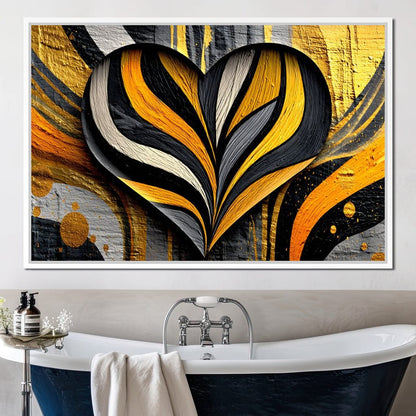 Golden Heartbeat Essence Canvas Wall Art