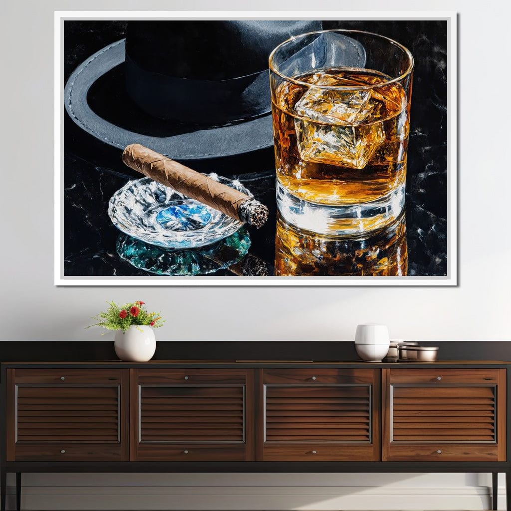 Whiskey Night Silhouette Canvas Wall Art