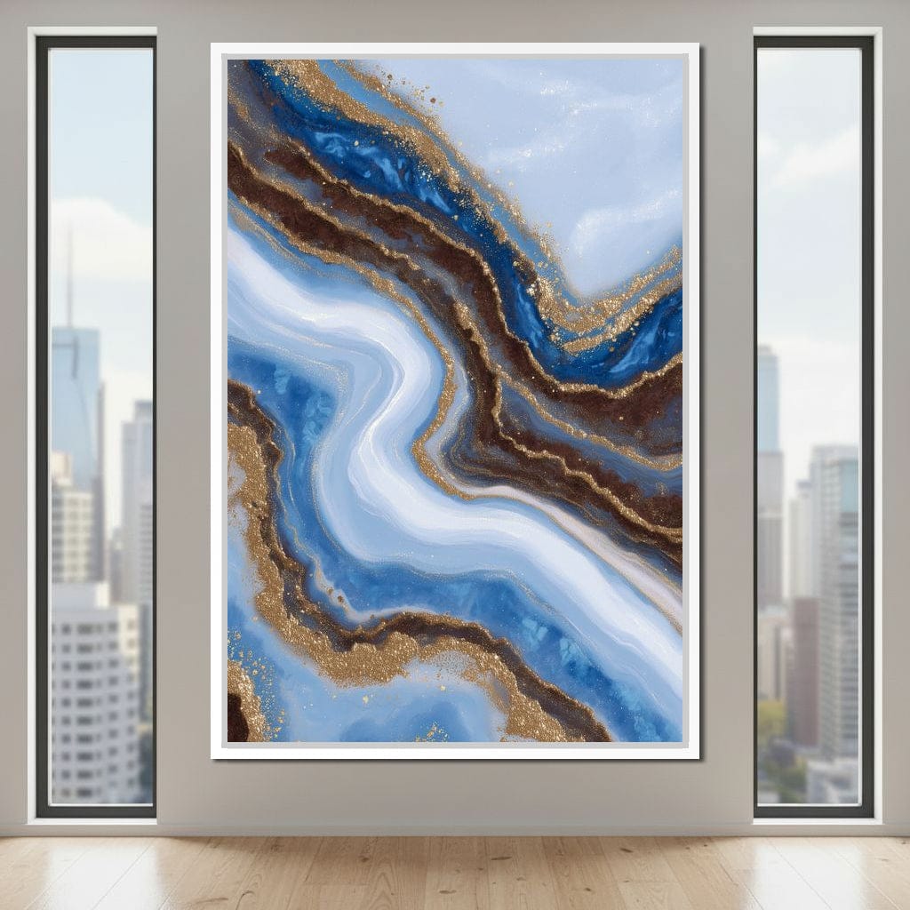Blue Geode Gold River Flow Canvas Wall Art