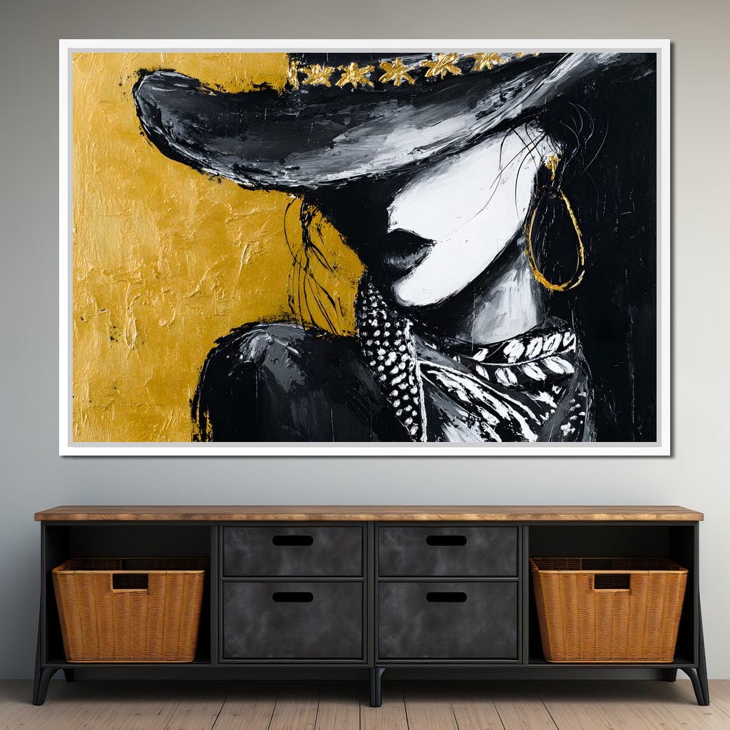 Golden Outlaw Shadow Portrait Canvas Wall Art