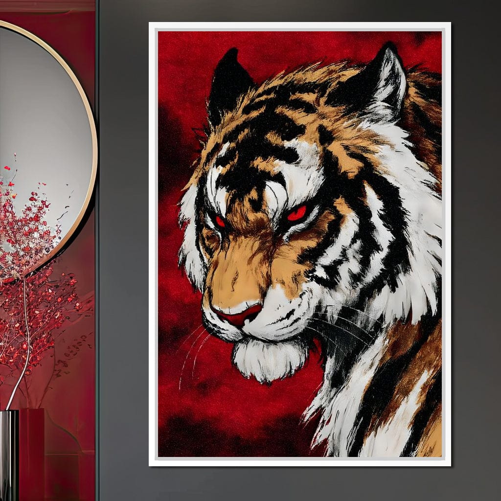 Fierce Tiger Red Eyes Roar Canvas Wall Art
