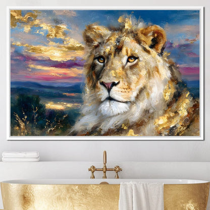 Golden Lioness Sunset Majesty Canvas Wall Art