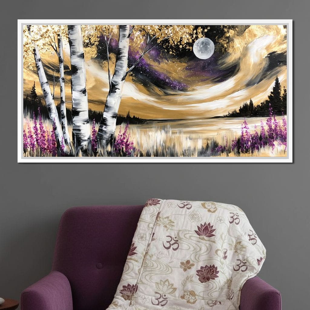 Golden Solstice Over The Purple Wilds Canvas Wall Art
