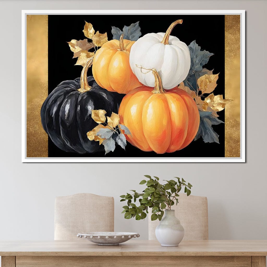 Golden Pumpkin Harvest Harmony Canvas Wall Art