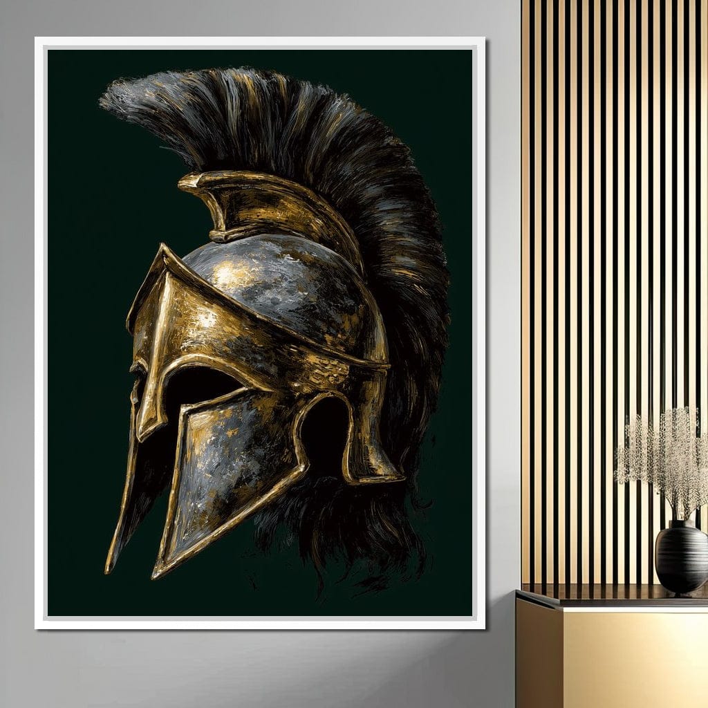 Gold Spartan Helm Battle Relic Canvas Wall Art