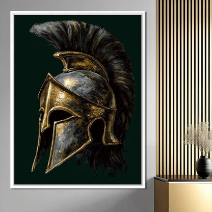 Gold Spartan Helm Battle Relic Canvas Wall Art