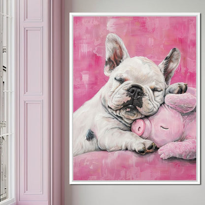 Slumbering Frenchie Dreams Canvas Wall Art