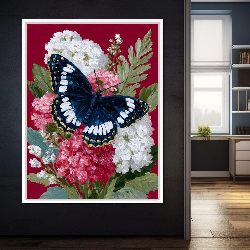 Midnight Butterfly Garden Bouquet Canvas Wall Art