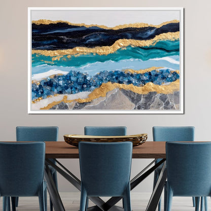 Gilded Ocean Geode Flow Canvas Wall Art