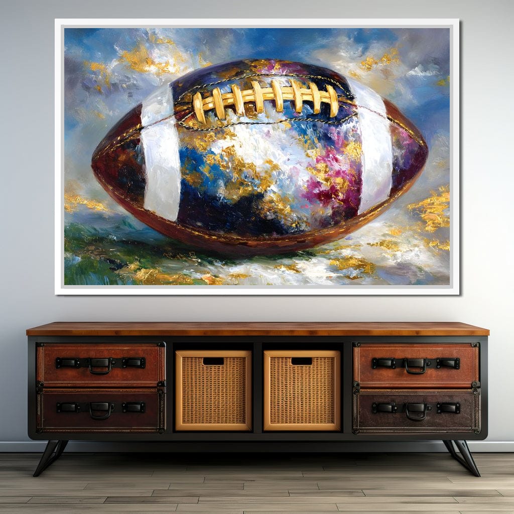 Golden Gridiron Glory Ball Canvas Wall Art