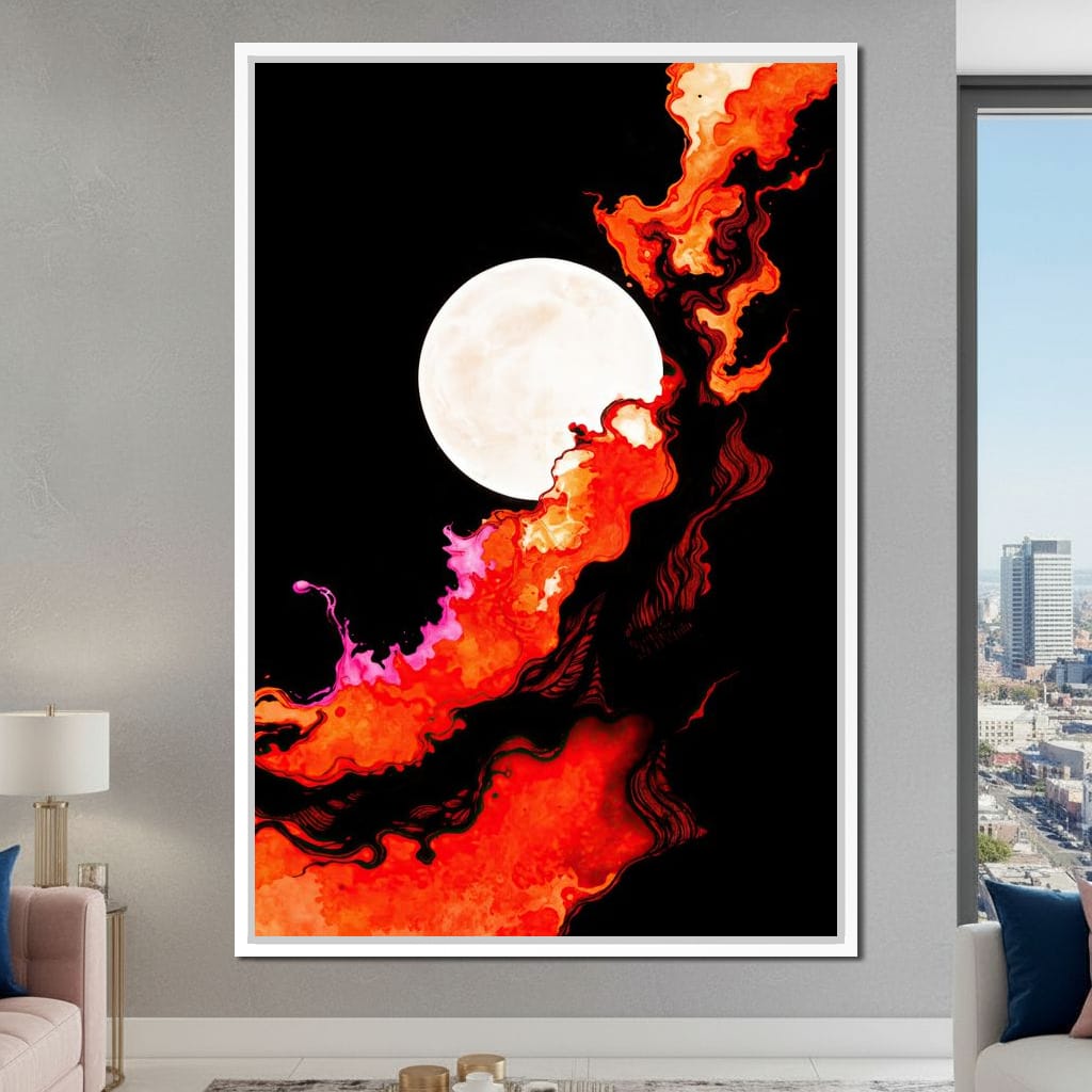 Firestorm Under the Moon Canvas Wall Art