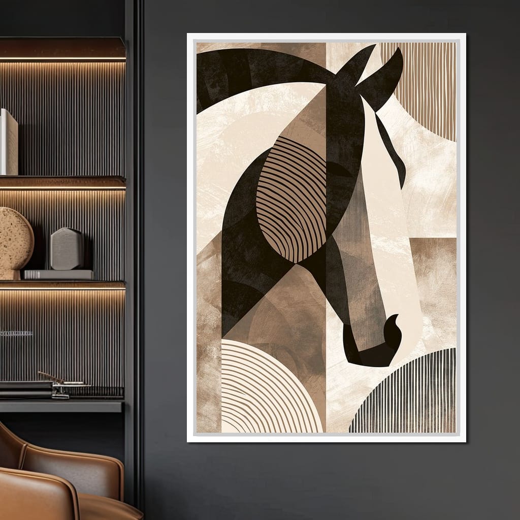 Stallion Reflected Through Geometric Planes Canvas Wall Art