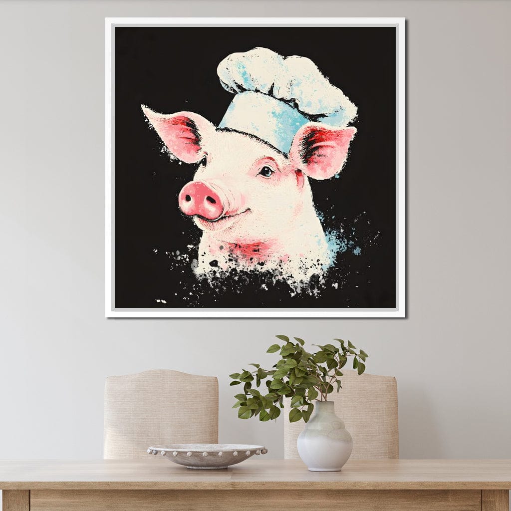 Cheerful Chef Piglet Canvas Wall Art
