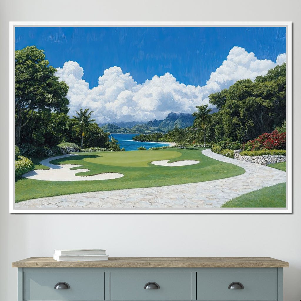 Tranquil Shoreline Golf Retreat Canvas Wall Art