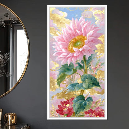 Golden Petal Reverie Blooming Canvas Wall Art