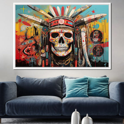 Tribal Echoes in Technicolor Canvas Wall Art