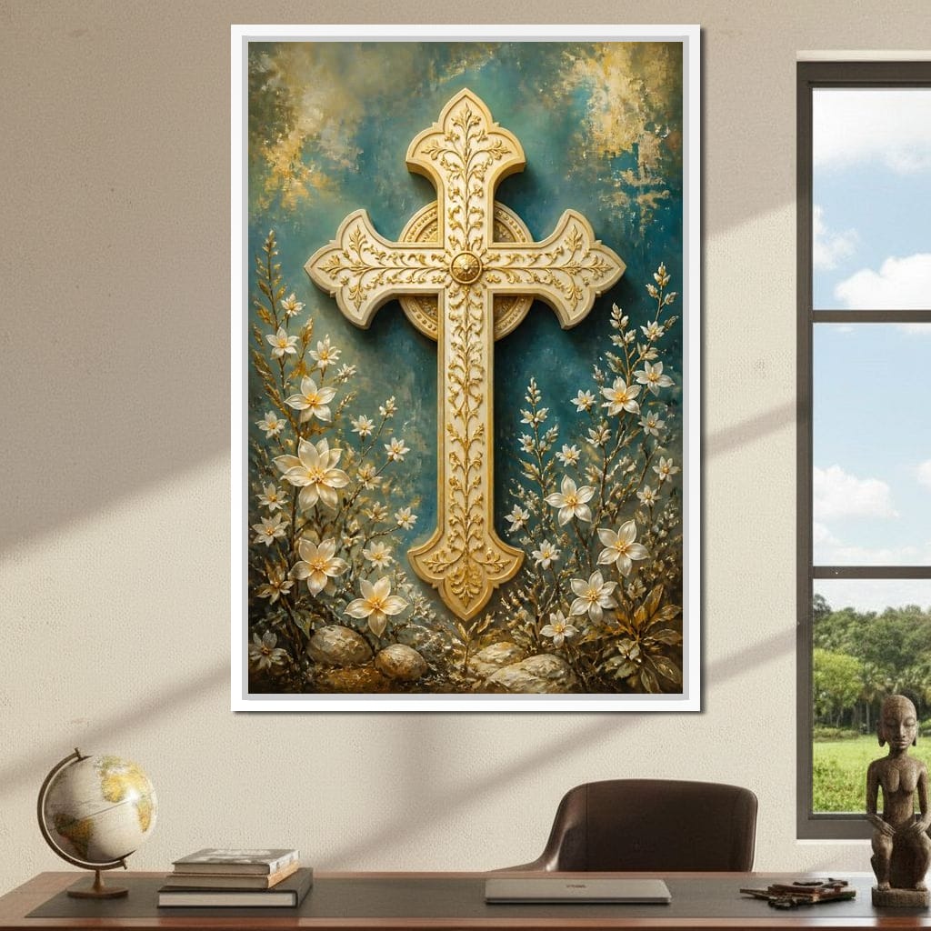 Gilded Petals Near The Relic Canvas Wall Art