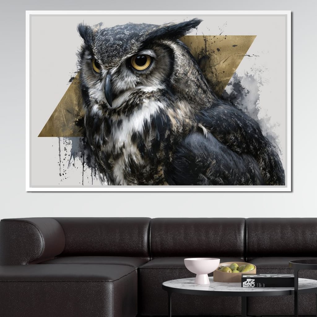 Golden Eyed Owl Portrait Canvas Wall Art
