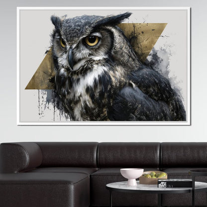 Golden Eyed Owl Portrait Canvas Wall Art