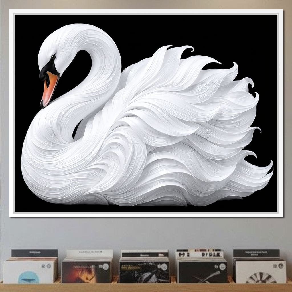The Alabaster Swan Unfurled Canvas Wall Art