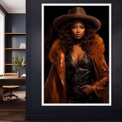 African Woman in Brown Fur Canvas Wall Art