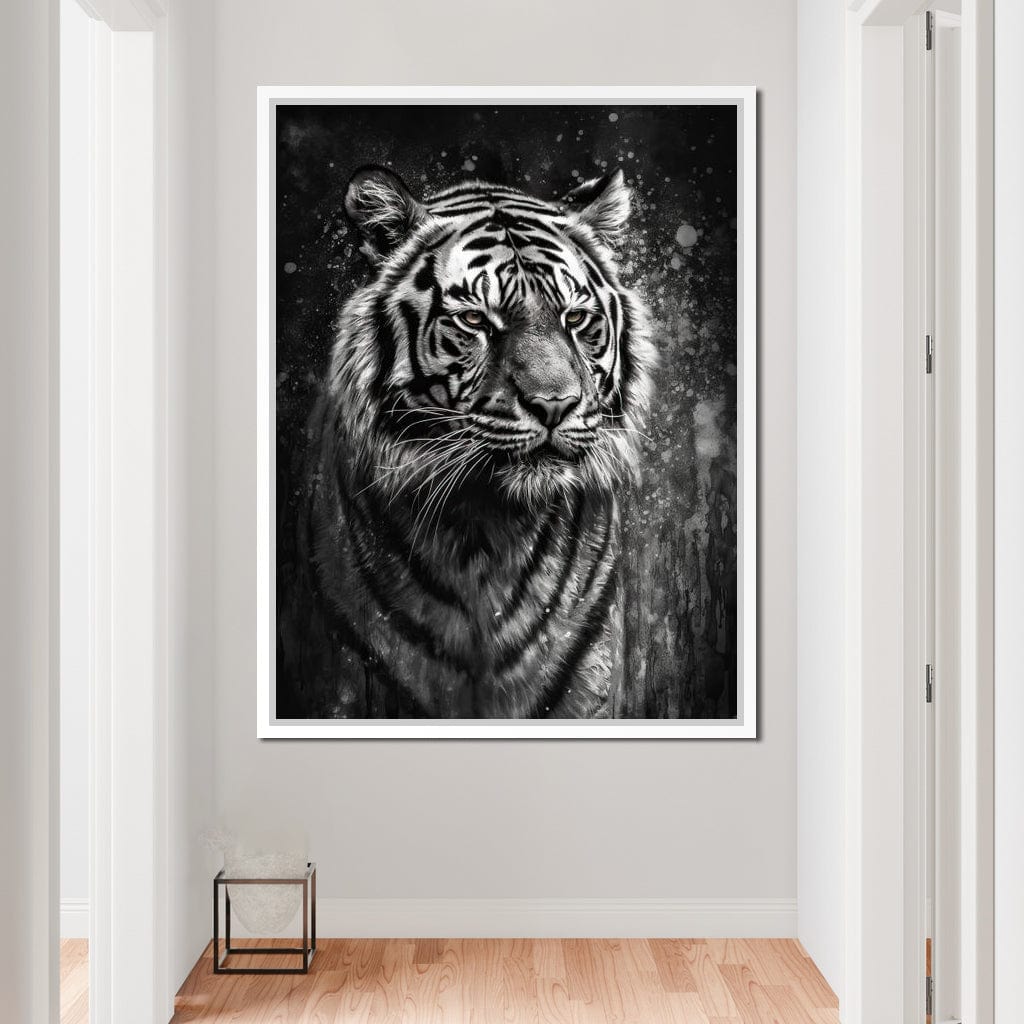 Tiger in Black & White Canvas Wall Art