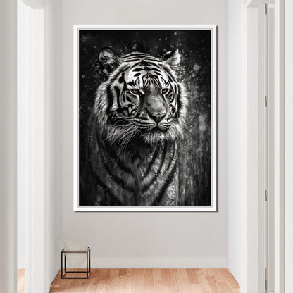 Tiger in Black & White Canvas Wall Art