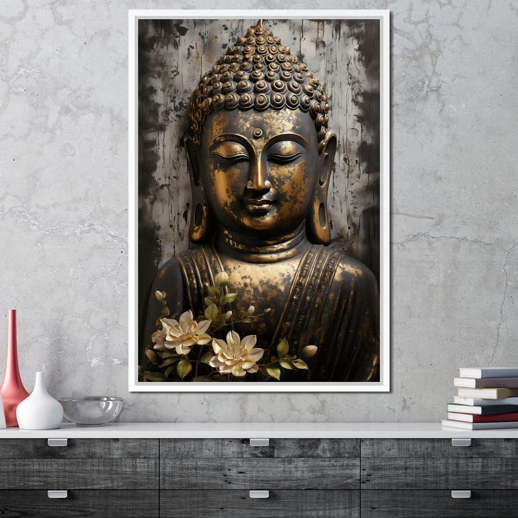 Golden Gaze of the Buddha Canvas Wall Art