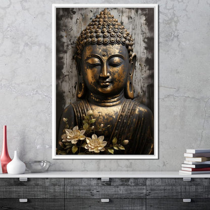 Golden Gaze of the Buddha Canvas Wall Art