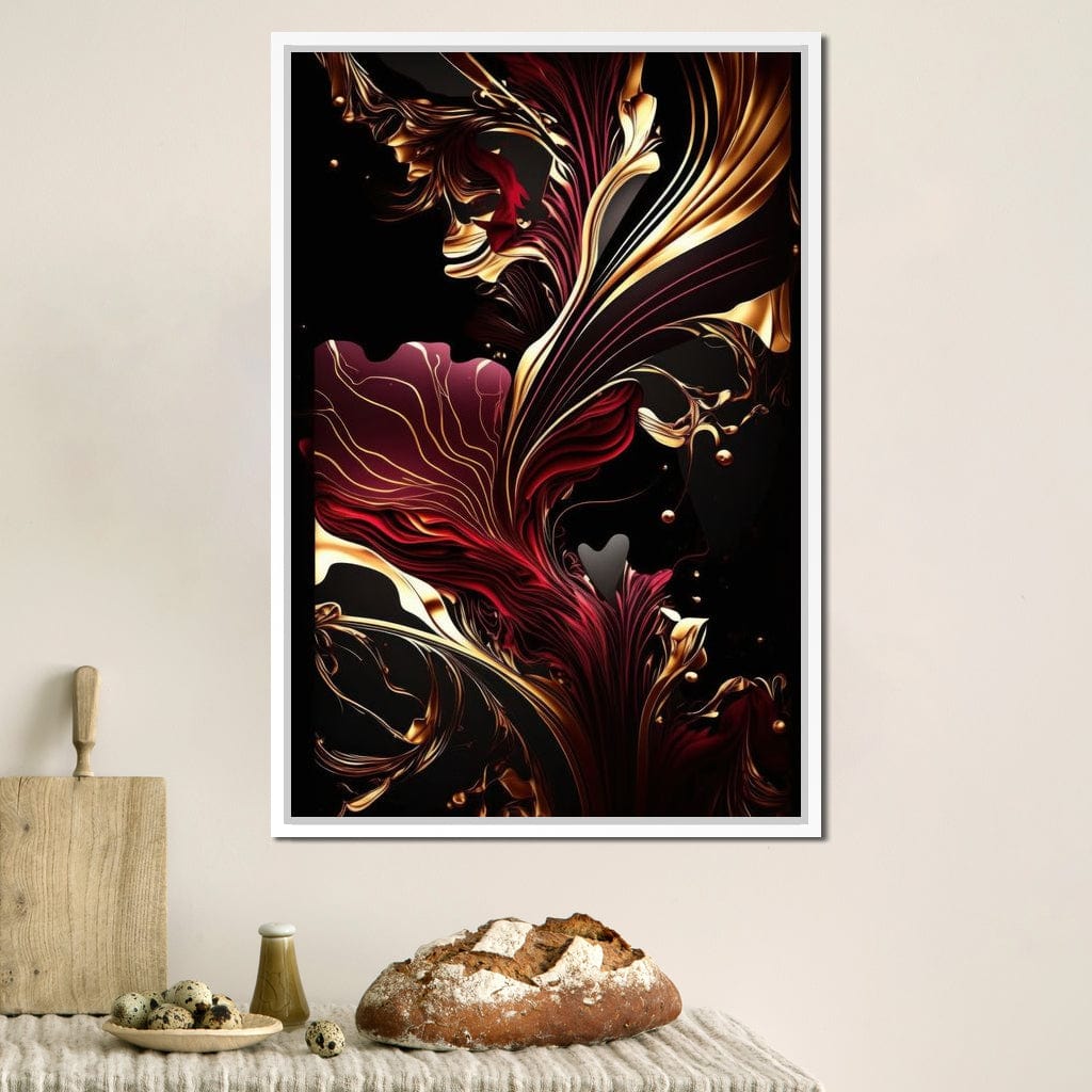 The Marble-Lux Collection: Dark Red & Vibrant Gold 02 Canvas Wall Art