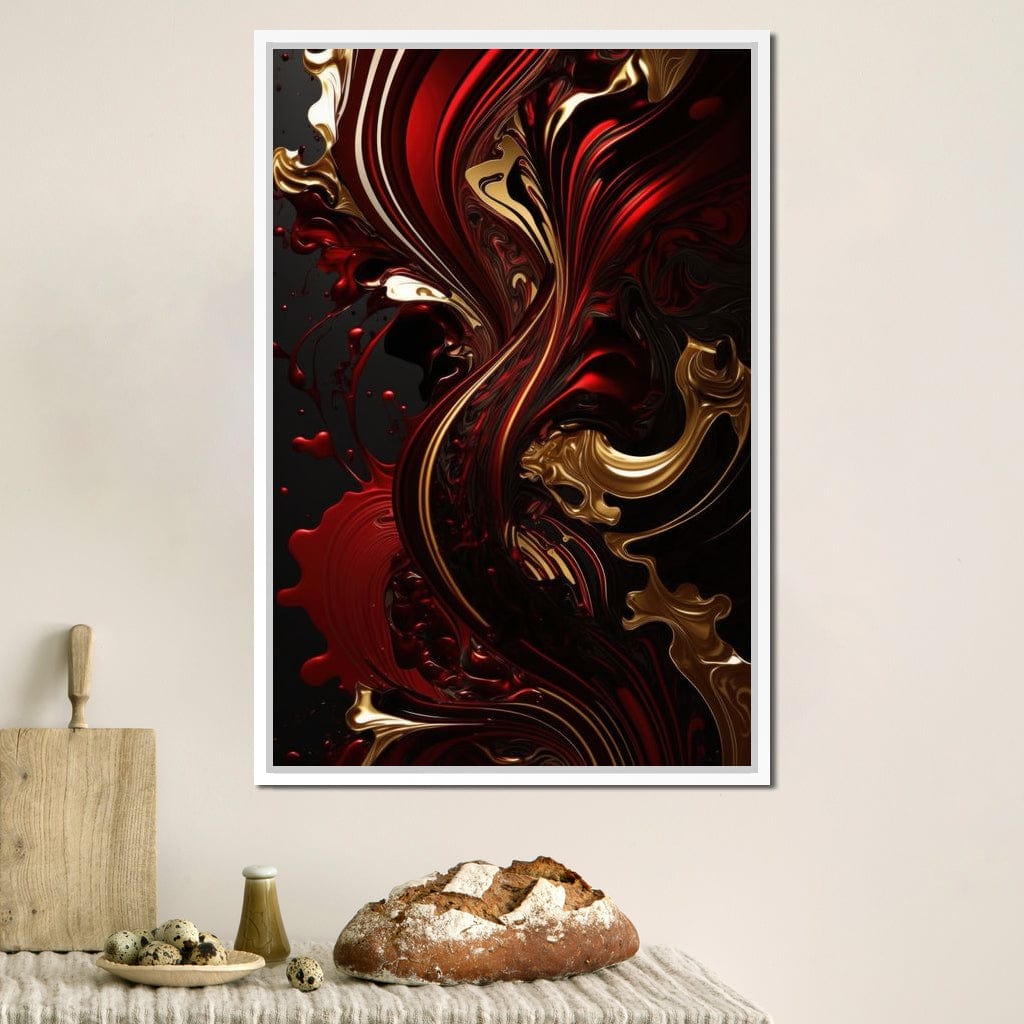 The Marble-Lux Collection: Dark Red & Vibrant Gold 09 Canvas Wall Art