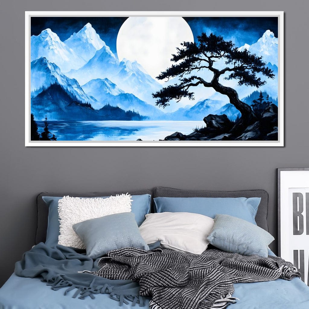 Moonlit Tranquil Peakscape Canvas Wall Art
