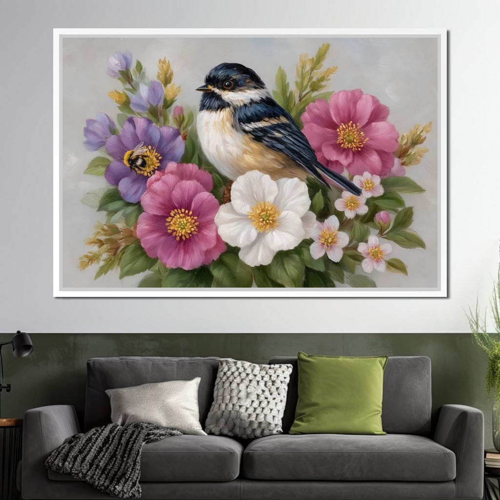 Chickadee Garden Blossom Song Canvas Wall Art
