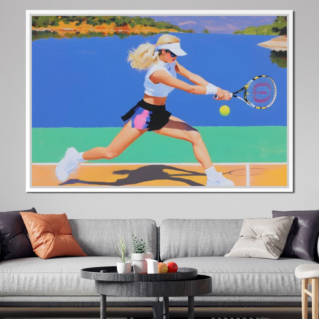Summer Lakecourt Tennis Rally Canvas Wall Art