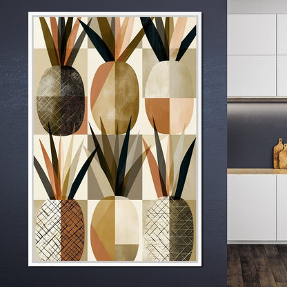 Geometric Tropical Pineapples Study Canvas Wall Art