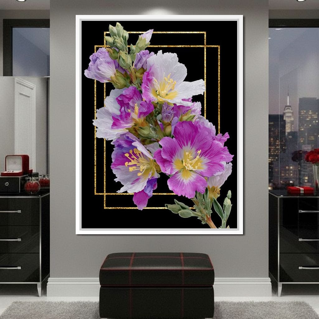 Golden Frame Petal Radiance Canvas Wall Art