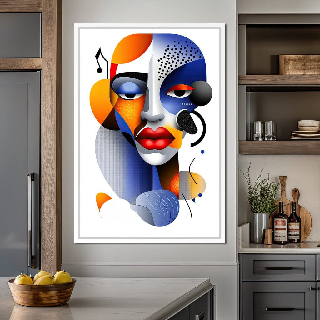 Red Lips and Bold Shapes Canvas Wall Art