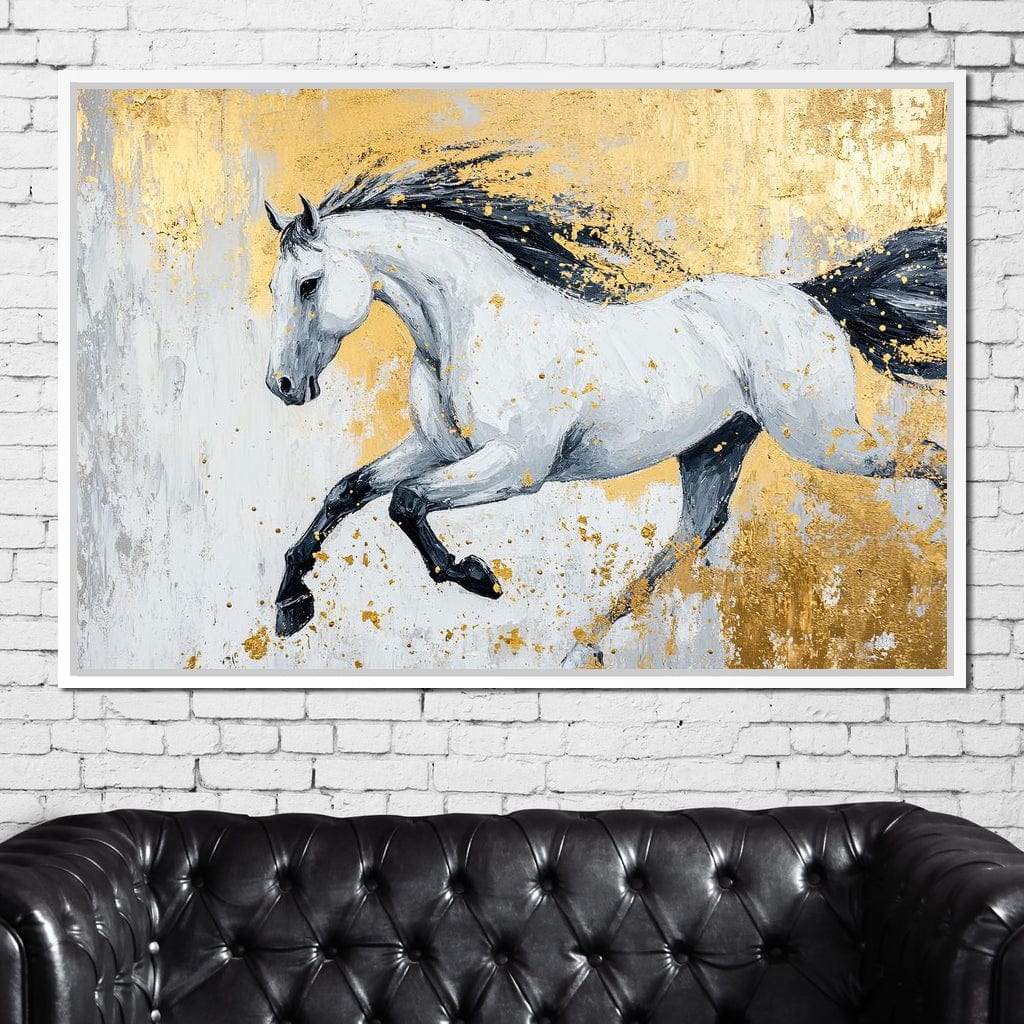 Golden Freedom Gallop Canvas Wall Art