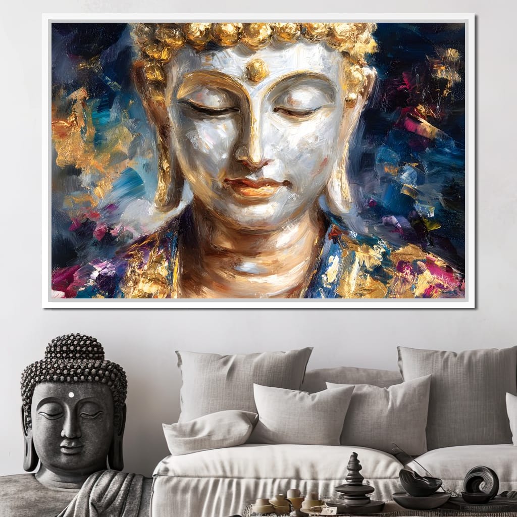 Golden Buddha Meditation Glow Canvas Wall Art