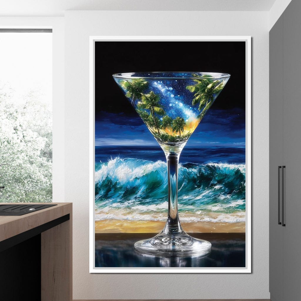 Cosmic Cocktail Island Night Canvas Wall Art